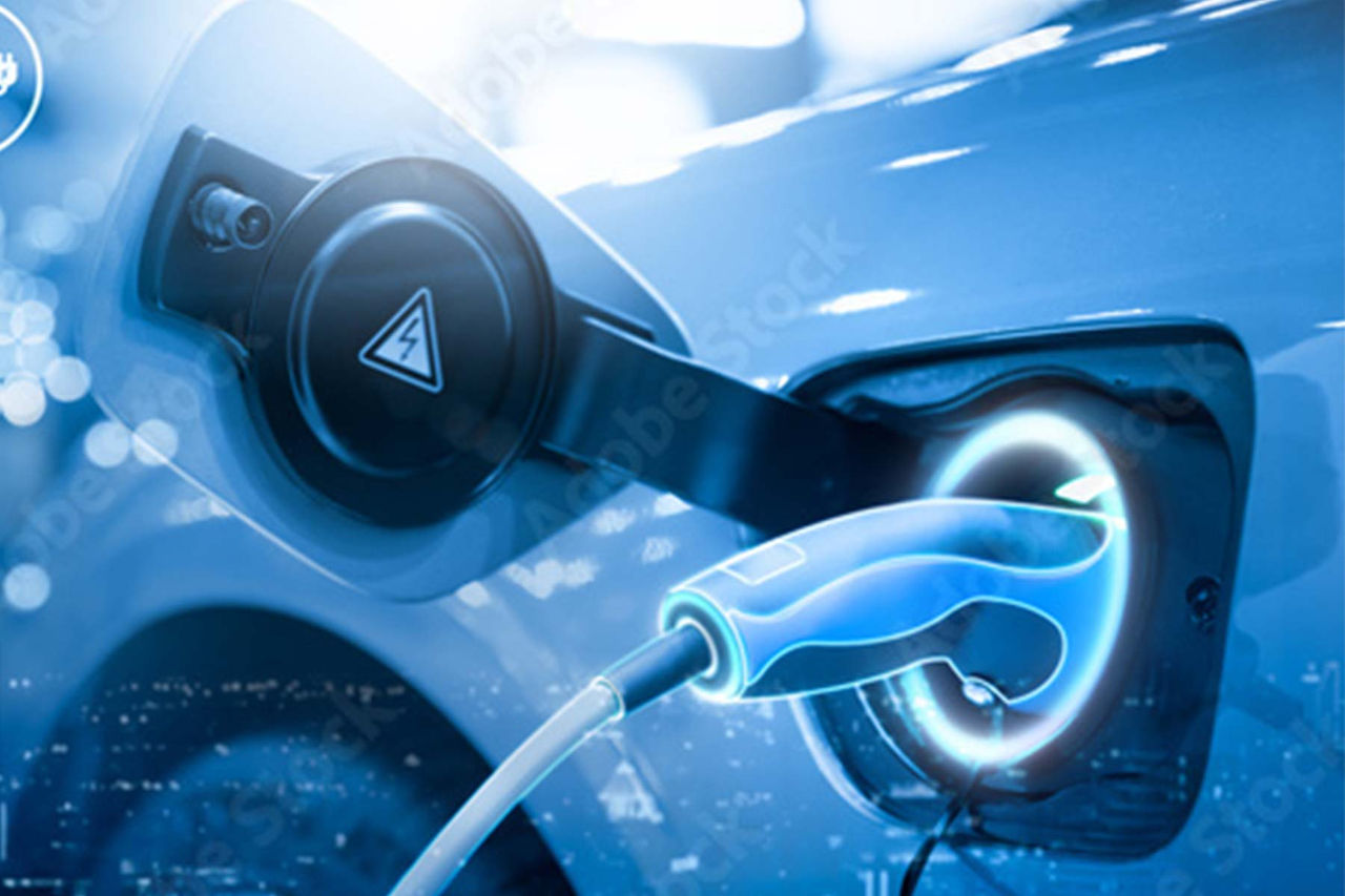 Electric vehicle being charged